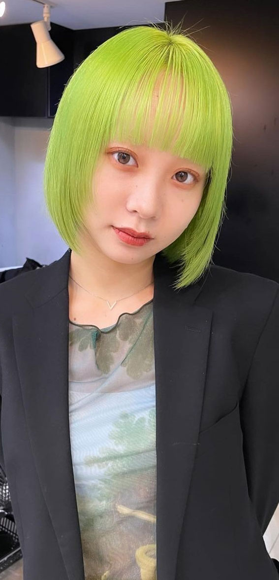 20 Unconventional Hair Color Ideas to Make a Statement : Neon Green Extravaganza