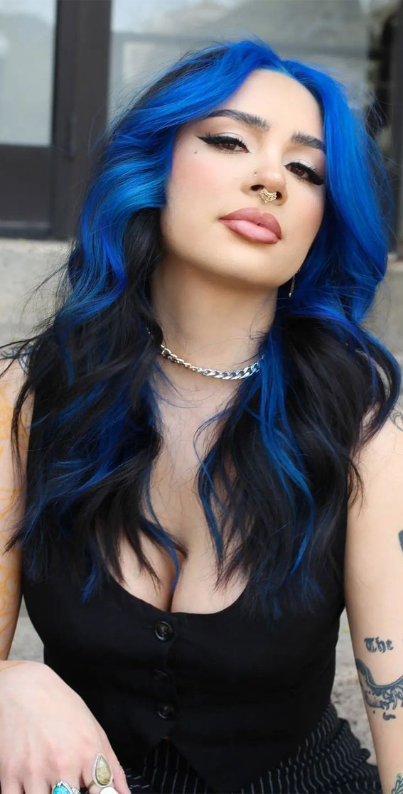20 Unconventional Hair Color Ideas to Make a Statement : Electric Blue Bliss