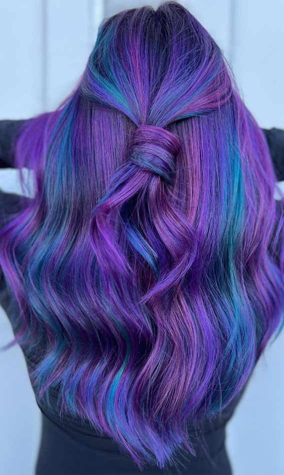 20 Unconventional Hair Color Ideas to Make a Statement : Purple & Teal