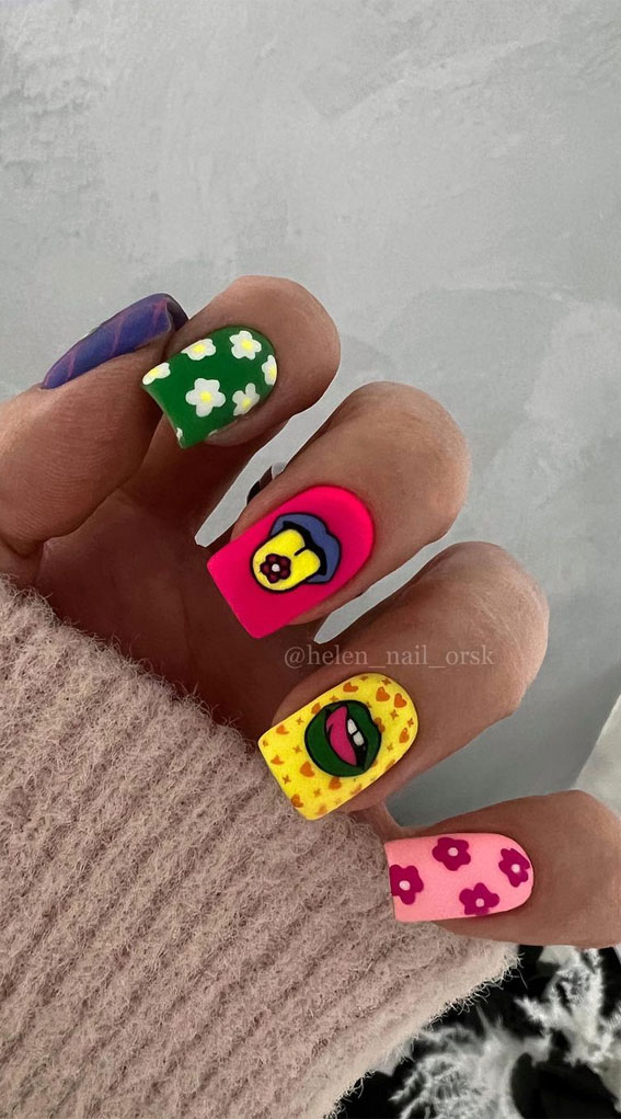 57 Pretty Nail Ideas The Nail Art Everyone's Loving – Ombre and rainbow  nails