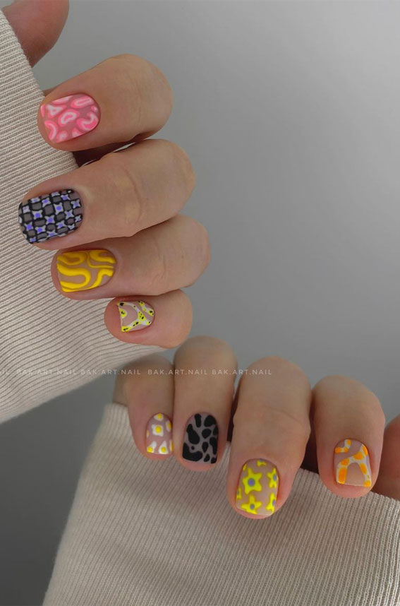 pick n mix nails, summer nail art, bright nails, french nails, summer nails, summer nail ideas, summer nail designs, ombre nails