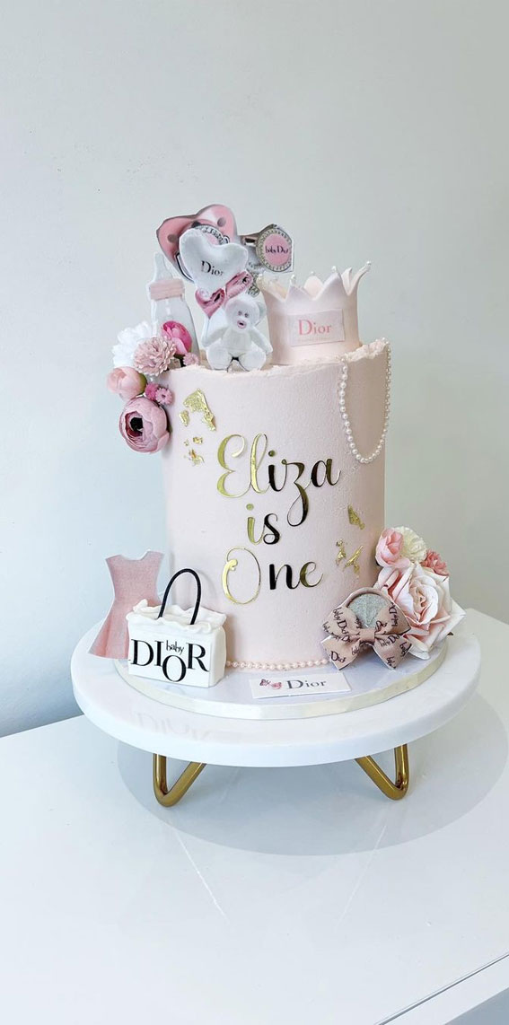 45 Cake Ideas to Remember for Baby’s First Milestone : Baby Dior Cake