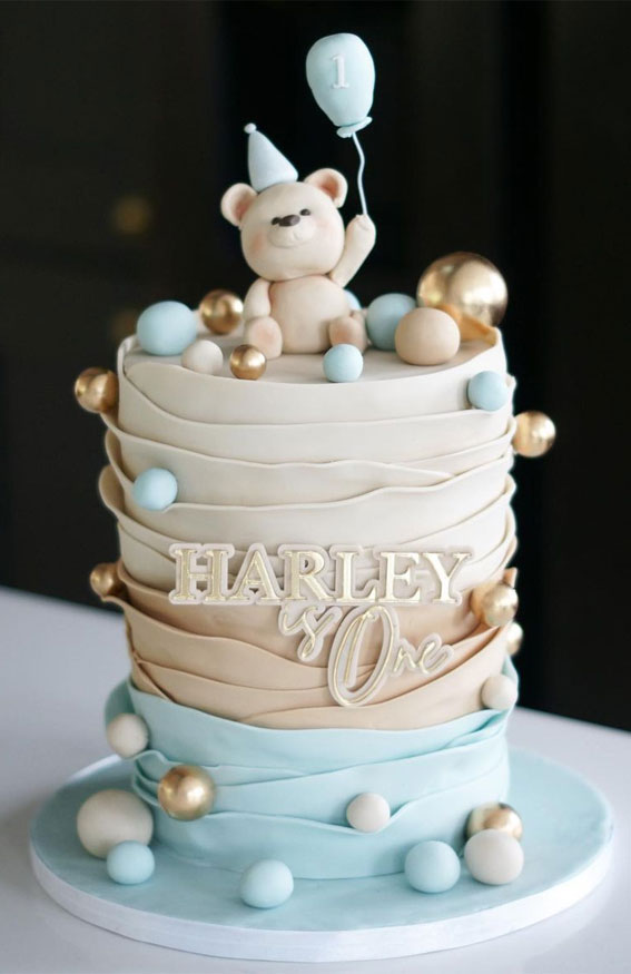 45 Cake Ideas to Remember for Baby’s First Milestone : Ombre Neutral Ruffle Cake
