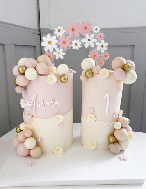 45 Cake Ideas to Remember for Baby’s First Milestone : Twin Cake for First Birthday