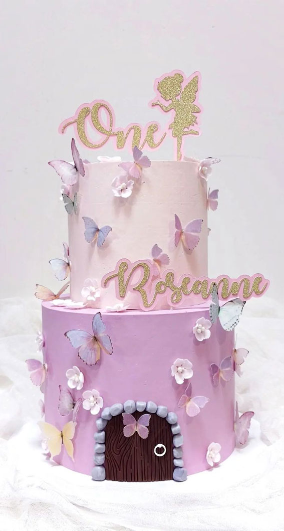 45 Cake Ideas to Remember for Baby’s First Milestone : Butterflies & Fairy