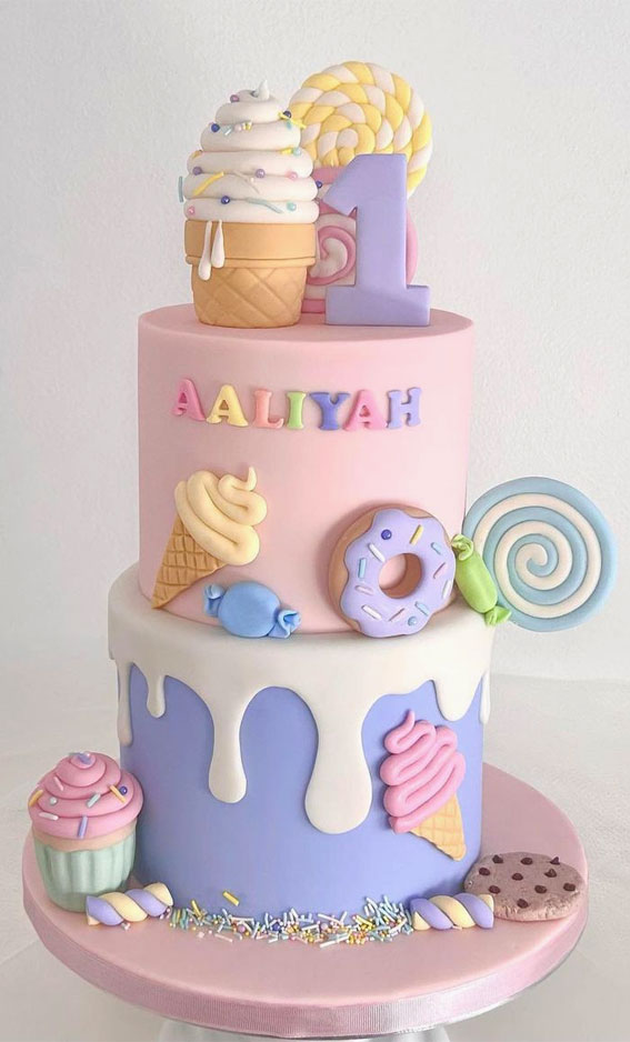 45 Cake Ideas to Remember for Baby's First Milestone : Candy Sweet Cake