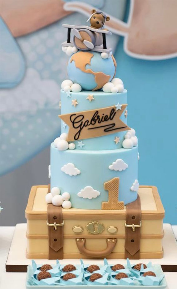 Travel themed birthday cake