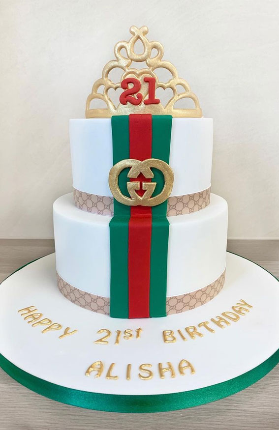 Celebrating 21 Years of Life with these Cake Ideas : Gucci Theme Birthday Cake for 21st