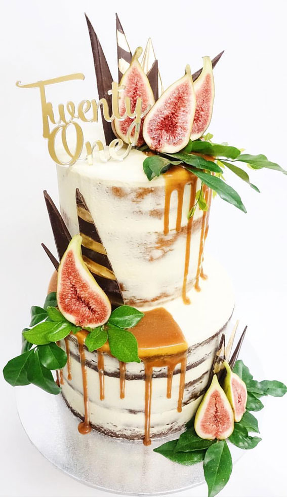 Celebrating 21 Years of Life with these Cake Ideas : Two Tier Semi Naked Birthday Cake