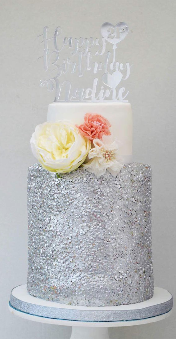 Celebrating 21 Years of Life with these Cake Ideas : Silver Sparkle Cake