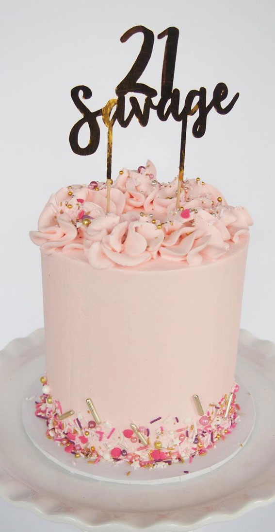 Celebrating 21 Years of Life with these Cake Ideas : Light Pink Buttercream Cake
