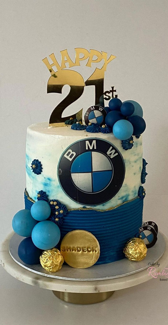 Celebrating 21 Years of Life with these Cake Ideas : Blue BMW Theme Cake