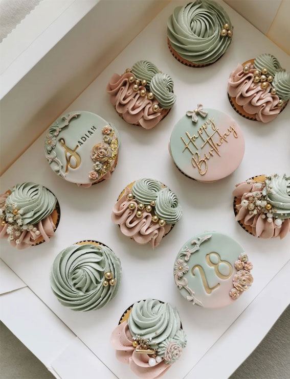 40 Sweet Temptations Irresistible Cupcake Creations : Sage & Dusk Cupcakes 28th Birthday Celebration