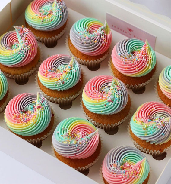 40 Sweet Temptations Irresistible Cupcake Creations : Pastel Rainbow + Sprinkle Cupcake