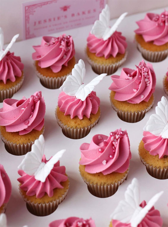 40 Sweet Temptations Irresistible Cupcake Creations : Pretty pink mini vanilla cupcakes