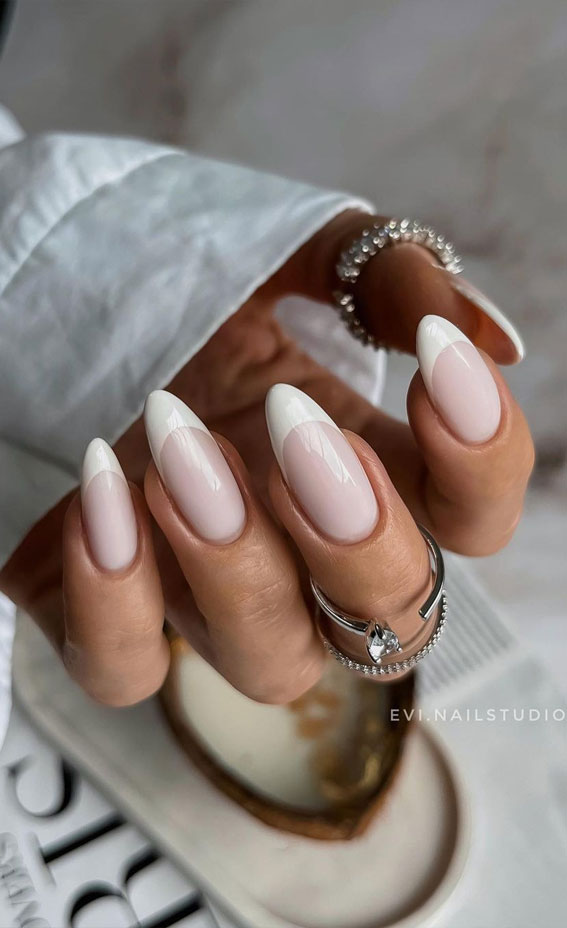 Indulge in the Classic Elegance of French Nails : Simple White Tips Nails