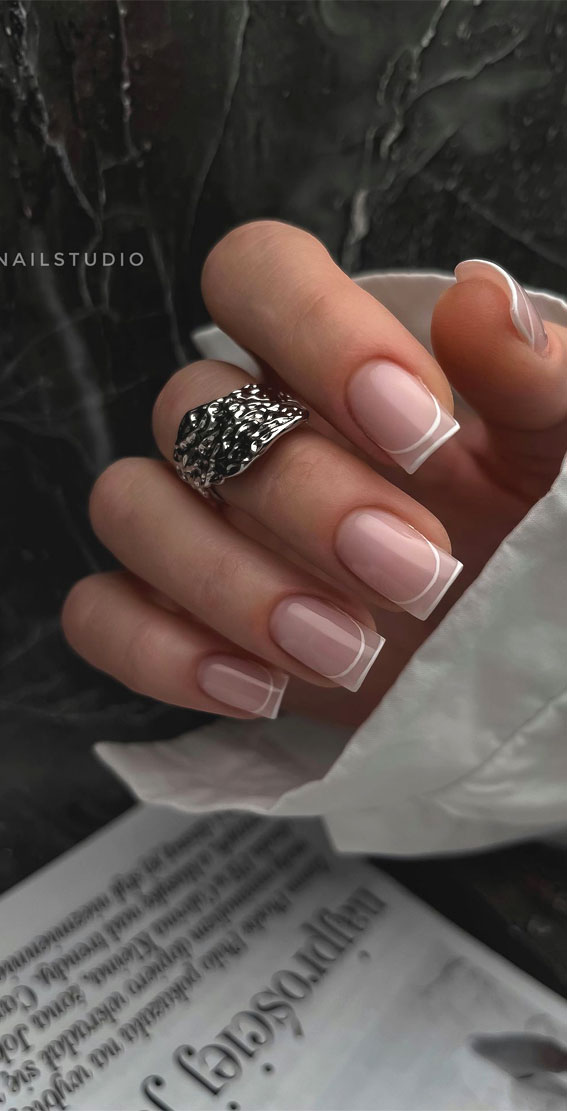 Indulge in the Classic Elegance of French Nails : Classic Double French Nails
