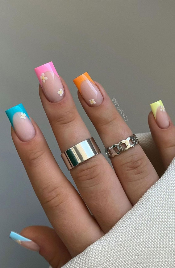 Indulge in the Classic Elegance of French Nails : Different Colored French Tips