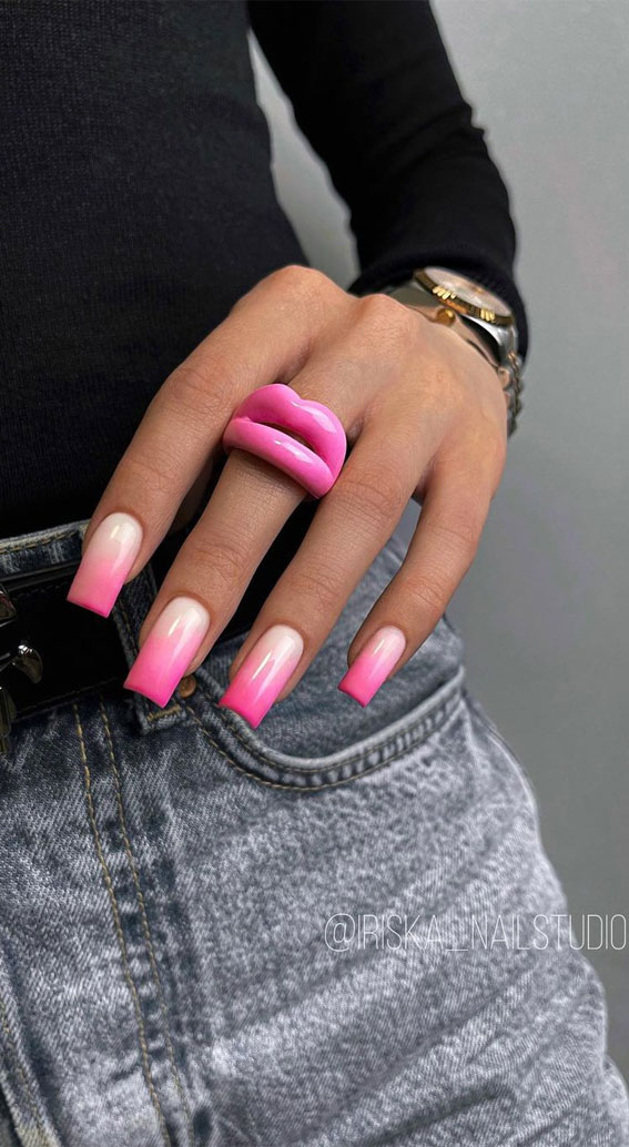 Indulge in the Classic Elegance of French Nails : Pink Ombre French Tips