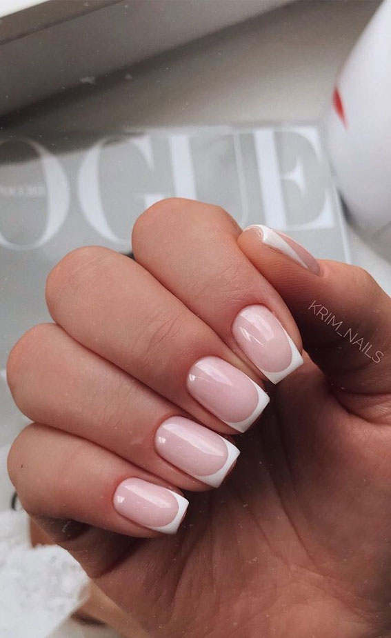 Indulge in the Classic Elegance of French Nails : White Tip Simple Nails