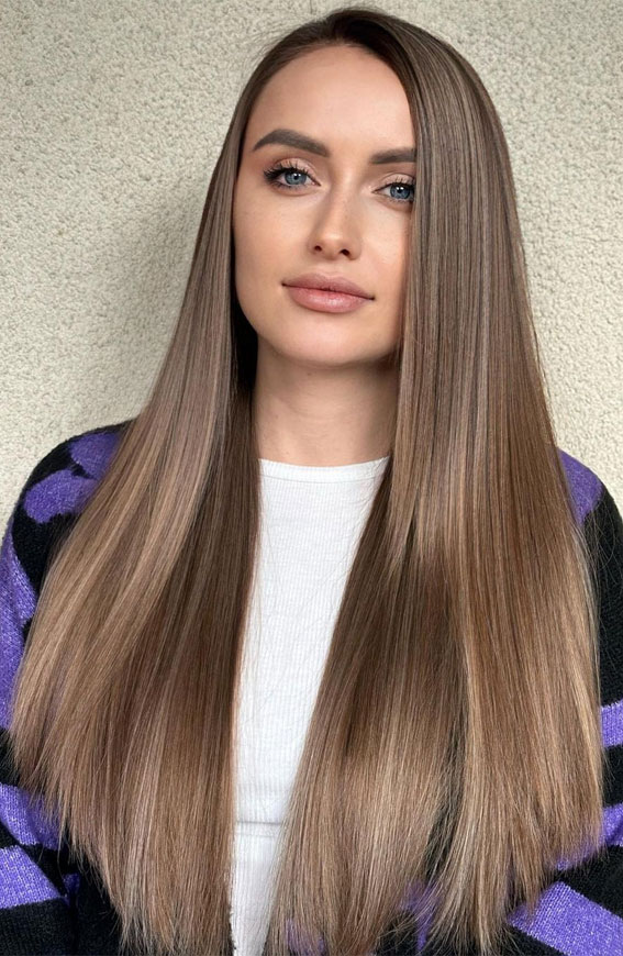 Breathtaking Balayage Hair Colour Ideas : Ash brown hair color with subtle blonde