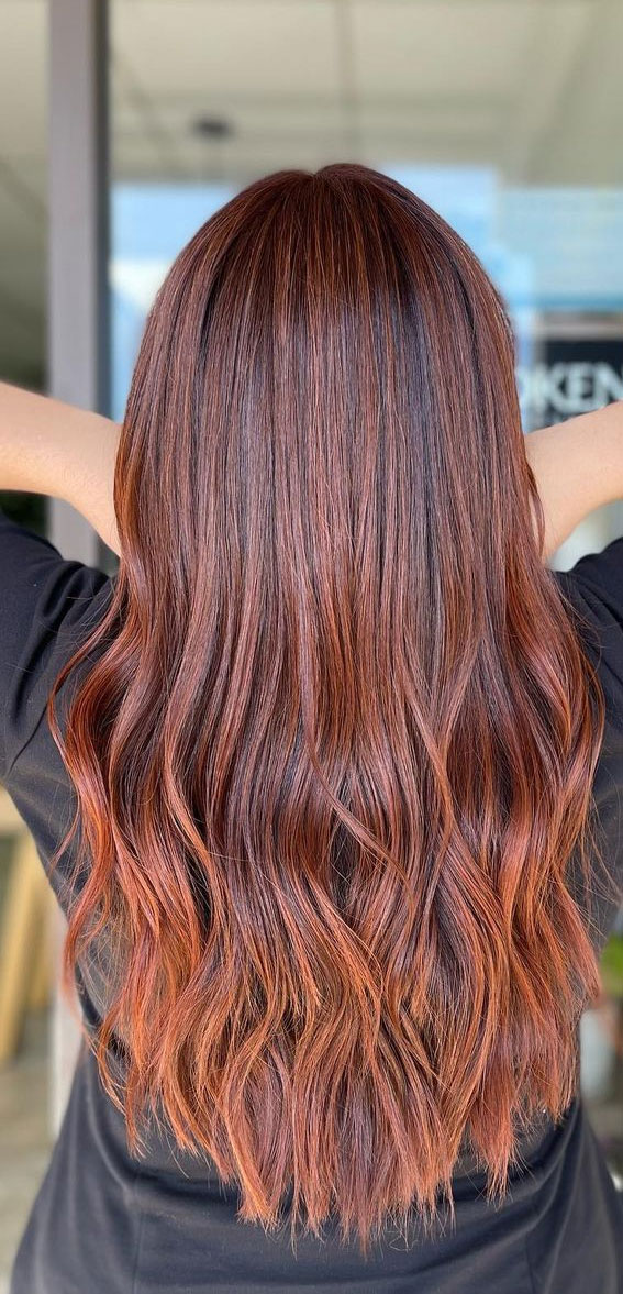 Breathtaking Balayage Hair Colour Ideas : Fiery Red Balayage