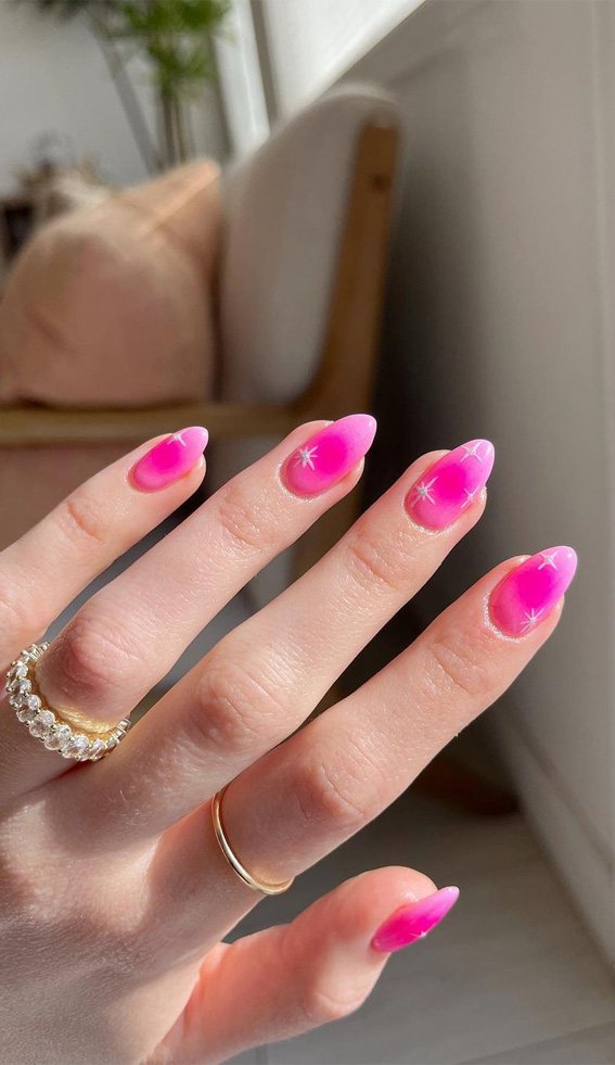 25 Hot Pink Vibrant Nails for Modern Women : Aura Hot Pink Nails