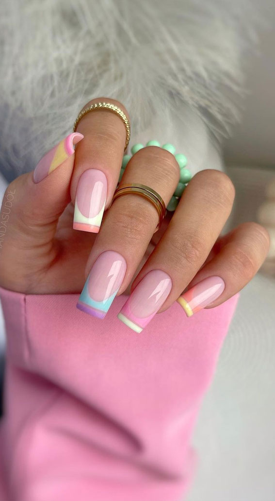 Embrace the Warmth with Radiant Summer Nails : Pastel Double French Tips