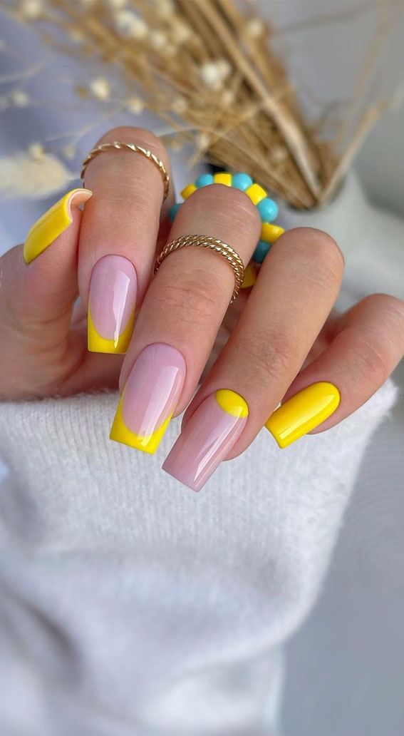 Pastel Yellow Nils | Acrylic nails yellow, Yellow nails, Pale nails