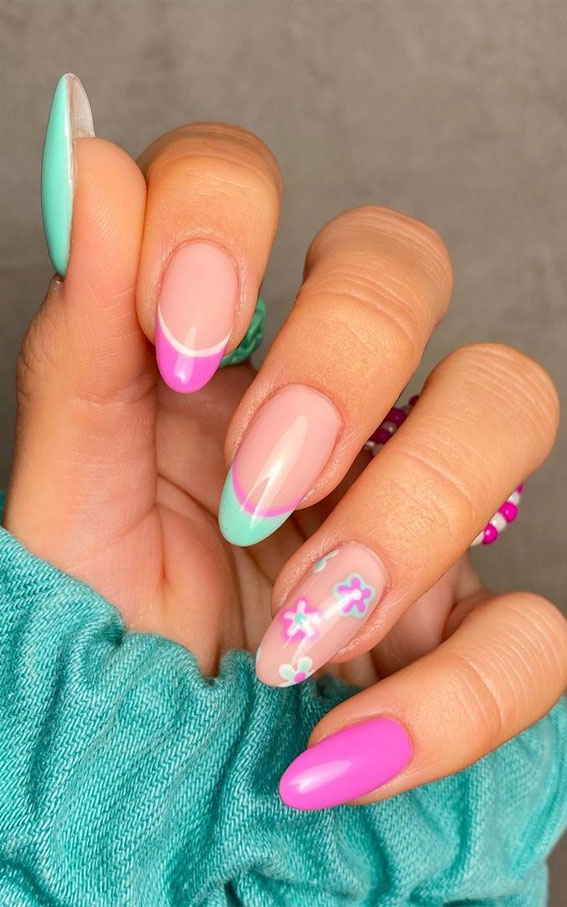 Embrace the Warmth with Radiant Summer Nails : Pastel Double French + Flowers
