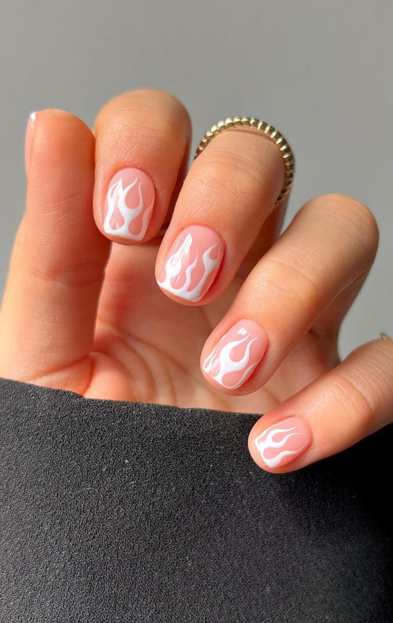 Embrace the Warmth with Radiant Summer Nails : White Hot Flame Nails