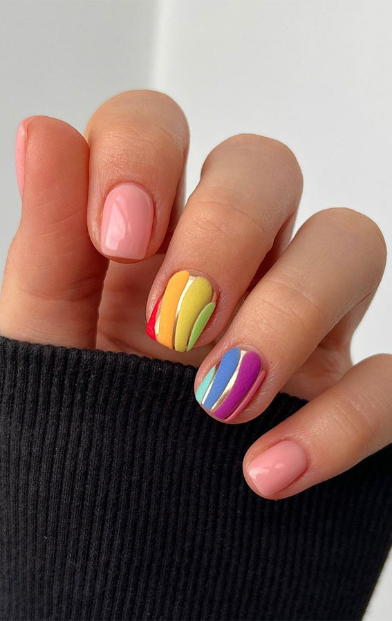 Embrace the Warmth with Radiant Summer Nails : Cute Rainbow Short Nails