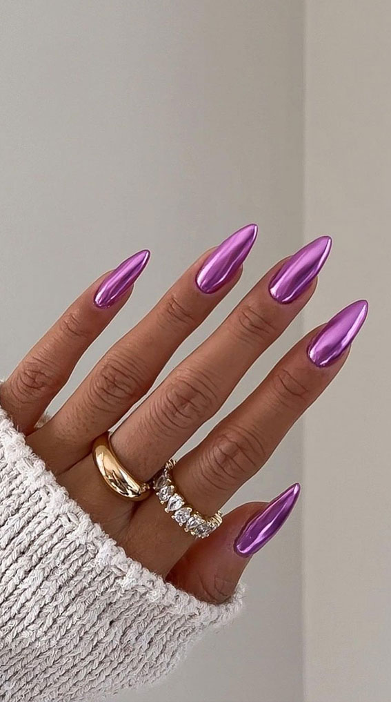 Embrace the Warmth with Radiant Summer Nails : Purple Chrome Nails