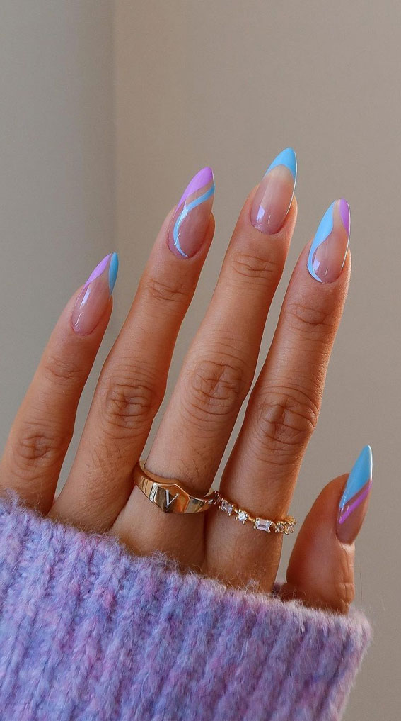 Embrace the Warmth with Radiant Summer Nails : Blue and Lavender Nails