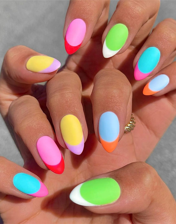 Embrace the Warmth with Radiant Summer Nails : Vibrant Neon French Tips
