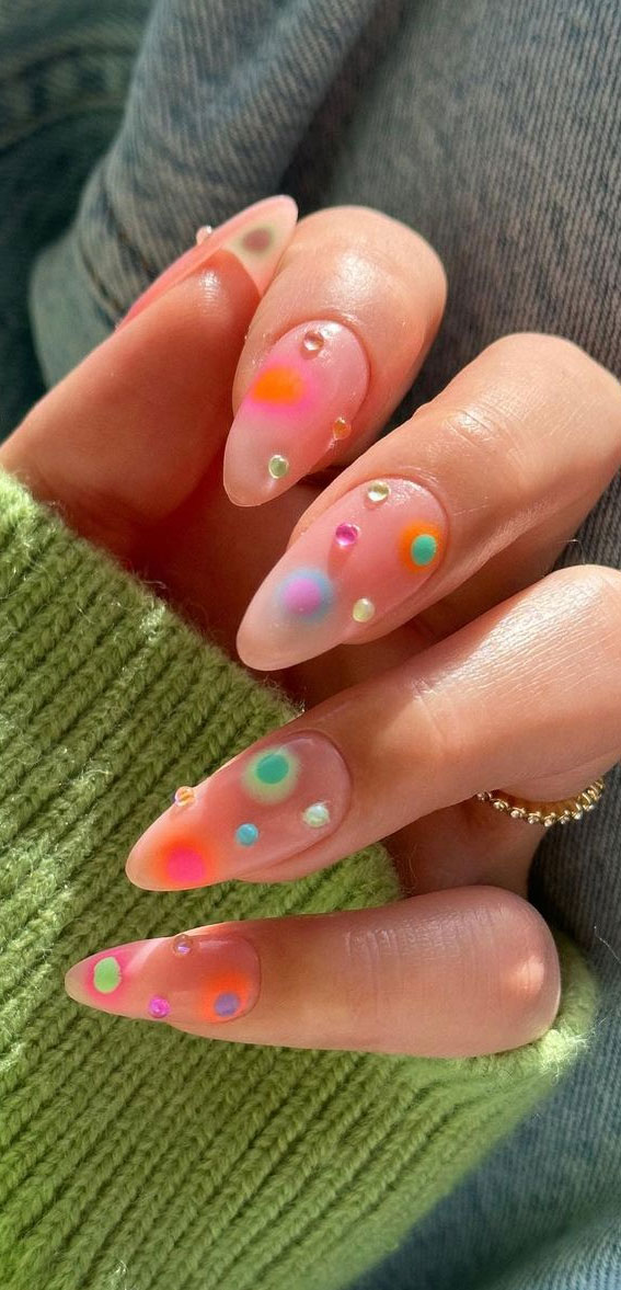 Embrace the Warmth with Radiant Summer Nails : Aura & Rainbow Nails