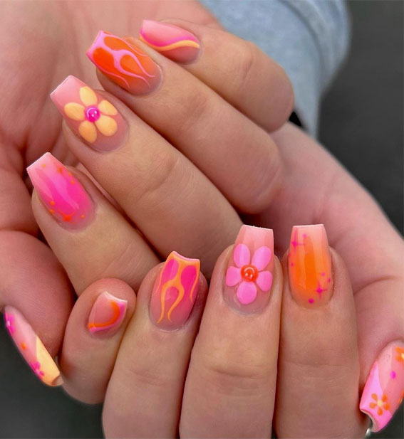 Embrace the Warmth with Radiant Summer Nails : Ombre Peach Pink Pick n Mix