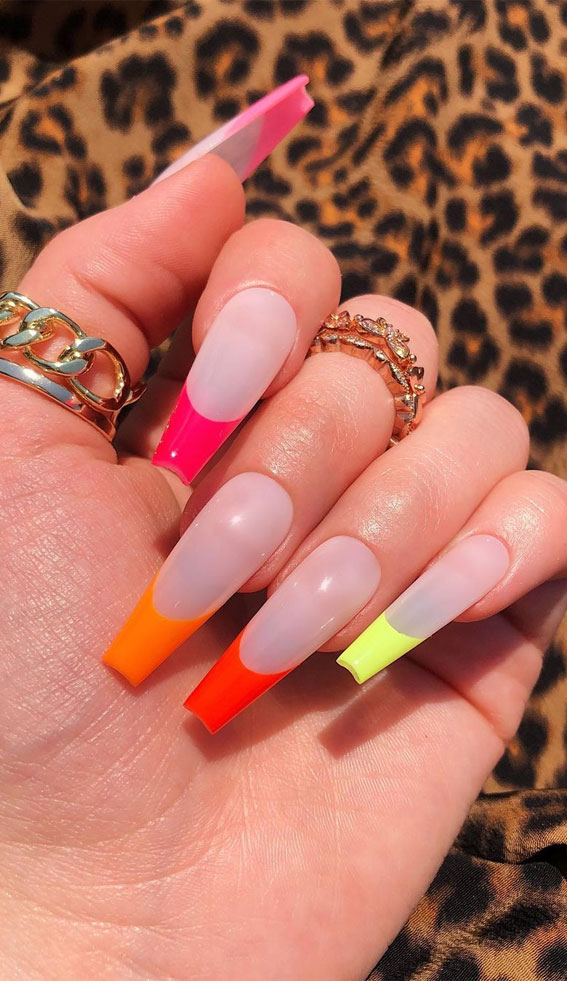 summer nails, bright summer nails, summer nails acrylic, summer french tip nails