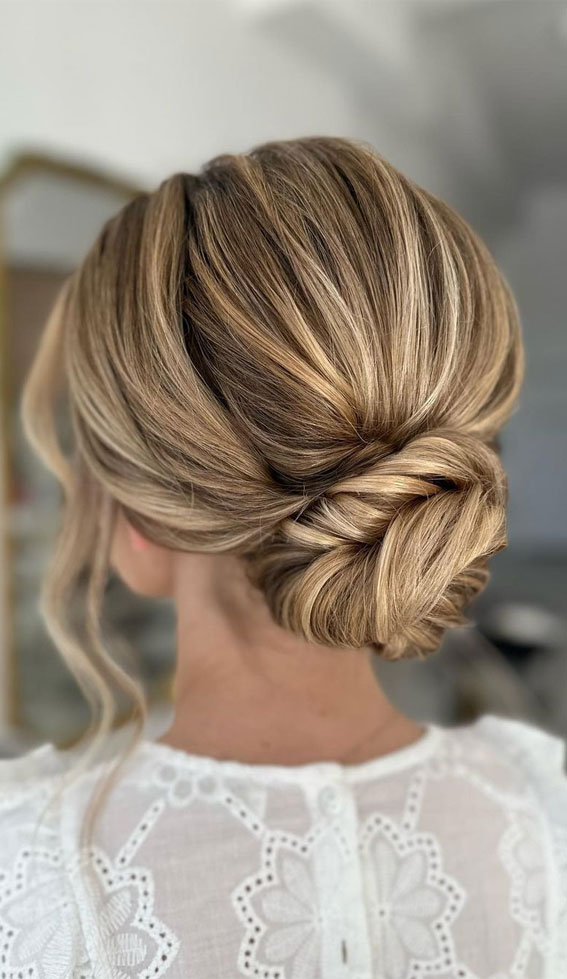 50+ Classic Wedding Hairstyles That Never Go Out of Style : Delicate Low Bun