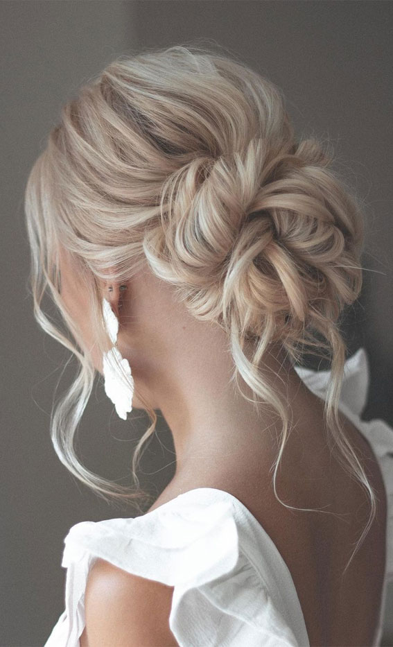 50+ Classic Wedding Hairstyles That Never Go Out of Style : Pearly Blonde Twisted Updo