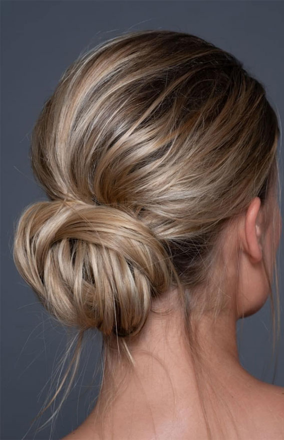 50+ Classic Wedding Hairstyles That Never Go Out of Style : Messy Knot Low Bun