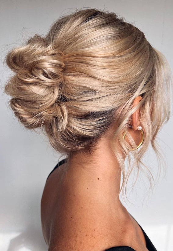 50+ Classic Wedding Hairstyles That Never Go Out of Style : Simple Chignon Medium Length Hair