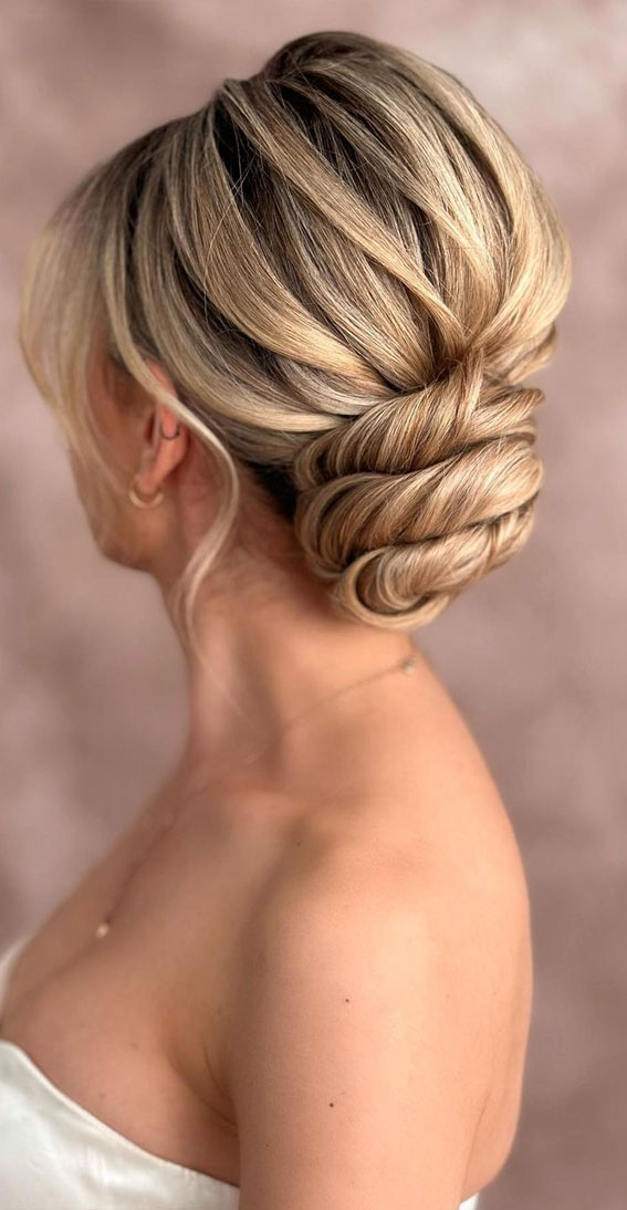 50+ Classic Wedding Hairstyles That Never Go Out of Style : Simple Twisted Low Chignon