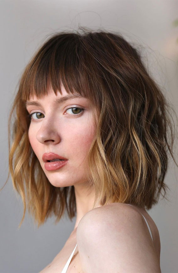 30 Effortless The Low-Maintenance Bob Haircuts : Bronde Bob with Short Fringe