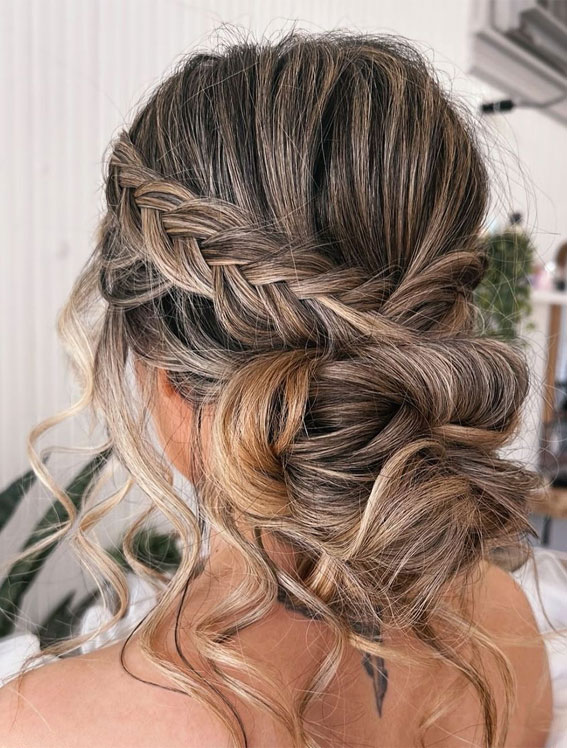 30 Glamorous Braids To Make a Statement on Your Big Day : Stunning Braided Messy Updo