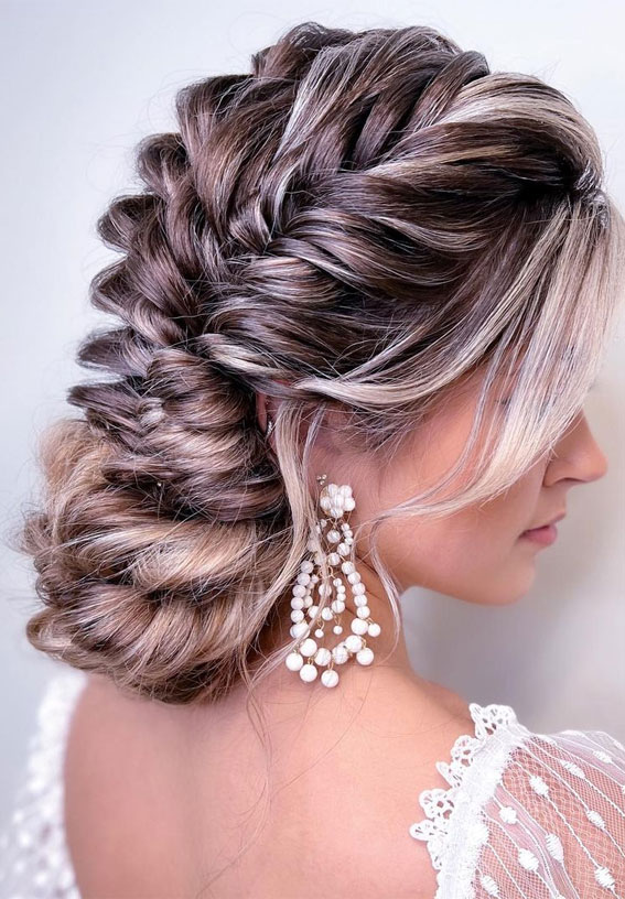 30 Glamorous Braids To Make a Statement on Your Big Day : Chunky Double Fishtails Updo