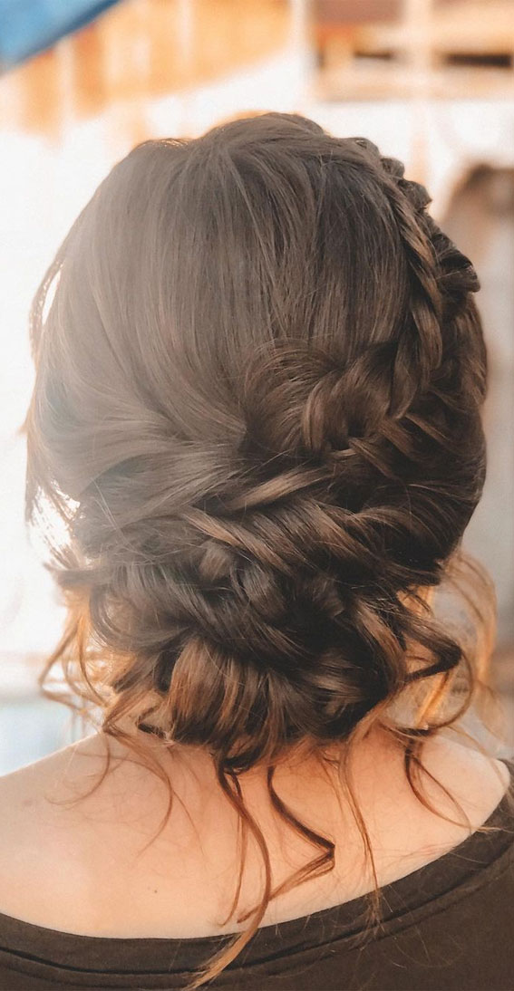 30 Glamorous Braids To Make a Statement on Your Big Day : Side Fishtail Braided Messy Updo