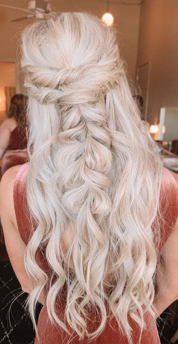 30 Glamorous Braids To Make a Statement on Your Big Day : Twisted Half Up + Pull Through Braids
