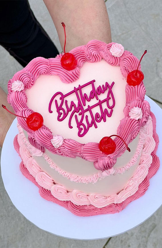 47 Buttercream Cake Ideas for Every Celebration : Shades of Pink Heart Shape Cake