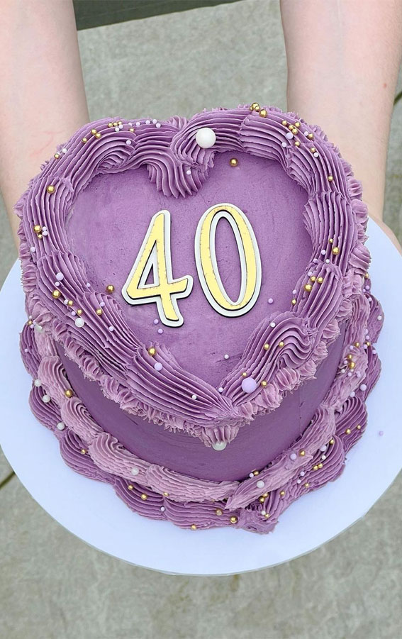 47 Buttercream Cake Ideas for Every Celebration : Purple Cake for 40th Birthday